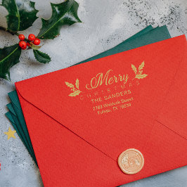 Weihnachts- und Holly-Whimsical-Script-Rücksendead Gummistempel