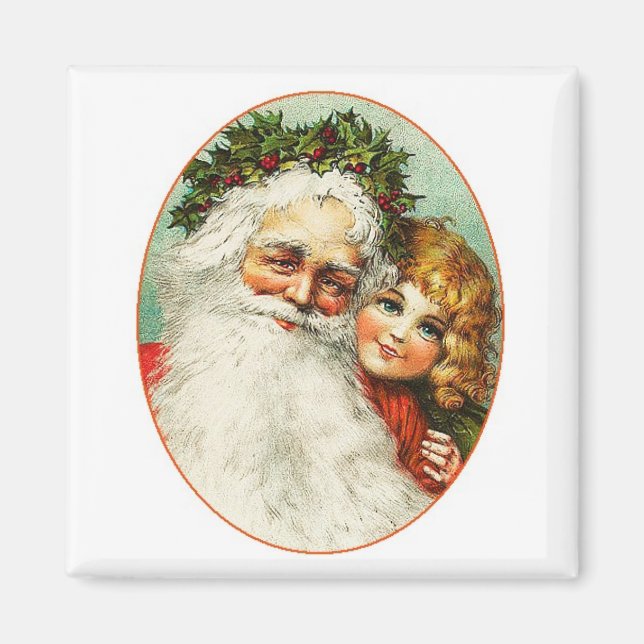 Weihnachts- und Kinderportrait Vintag Magnet (Vorne)