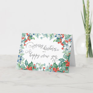Weihnachts- und Neujahrskalligrafie WinterBerries Feiertagskarte