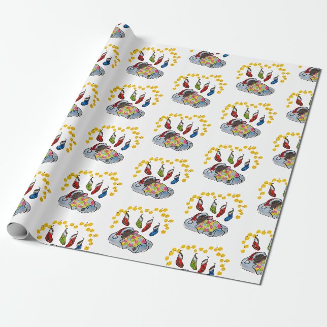 Weihnachts- und Neujahrsmaus mit Strümpfen Geschenkpapier (Ungerollt)