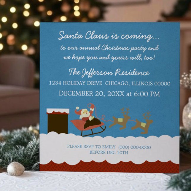 Weihnachts-und Reindeer-Party Einladung (Santa and Reindeer Christmas Party Invite)
