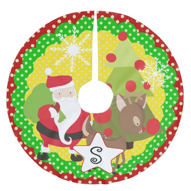 Weihnachts- und Reindeer-Weihnachtsbaumrock Polyester Weihnachtsbaumdecke (Vorderseite)