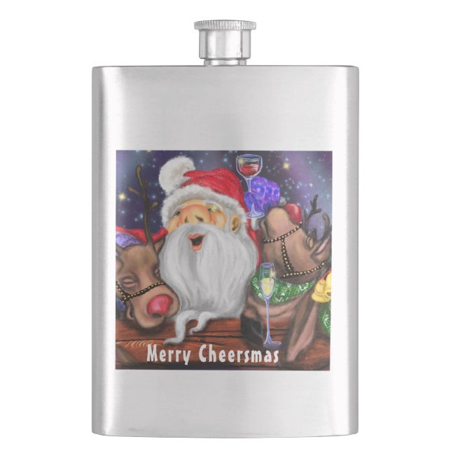 Weihnachts- und Reindeers Weihnachtsgeschenkflasch Flachmann (Vorderseite)