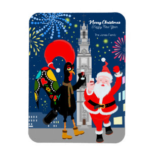 Weihnachts- und Roostertoast auf die Silvesterkart Magnet