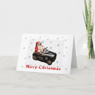 Weihnachts-und Sankt-Polizeiwagen-Karte Feiertagskarte