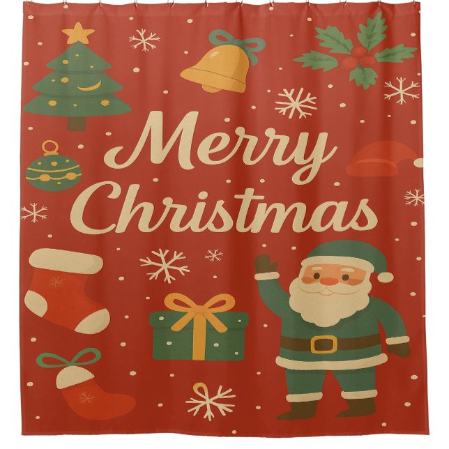 Weihnachts- und Weihnachtsduschvorhang Duschvorhang (Vorderseite)