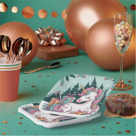 Weihnachts-Unicorn-Party-Teller Pappteller