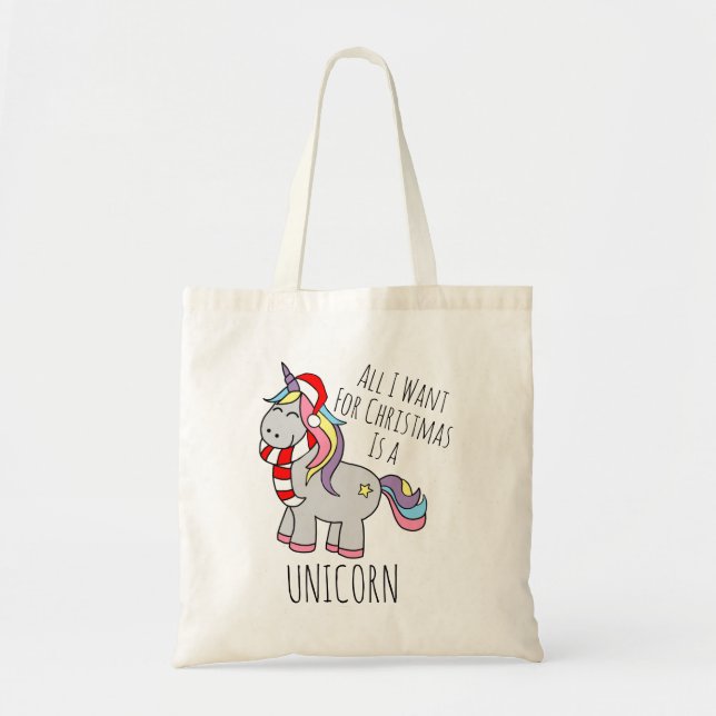 Weihnachts Unicorn Tote Tasche (Vorne)