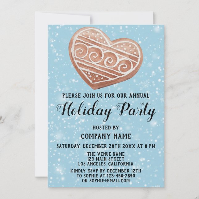 Weihnachts-Unternehmen Holiday Party Blue Snow Einladung (Vorderseite)