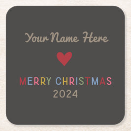 Weihnachts-Untersetzer 2024 individuell anpassbar Rechteckiger Pappuntersetzer