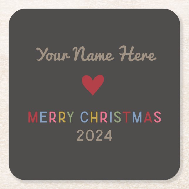 Weihnachts-Untersetzer 2024 individuell anpassbar Rechteckiger Pappuntersetzer (Vorderseite)