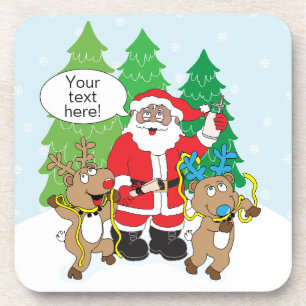 Weihnachts-Untersetzer - Farbenpalette und Rentier Getränkeuntersetzer