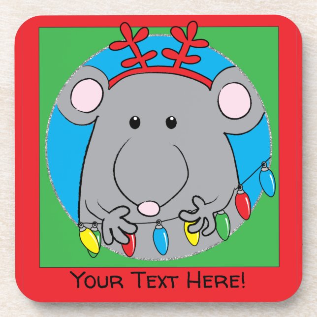 Weihnachts-Untersetzer Happy Christmouse Getränkeuntersetzer (Vorderseite)