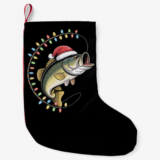 Weihnachts-Vater Bass Fish Funny Fish Fischer Kleiner Weihnachtsstrumpf (Vorderseite)