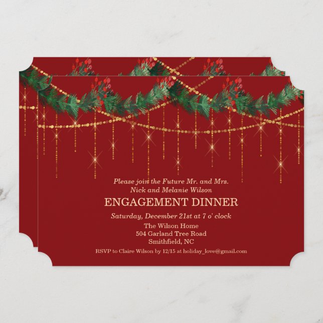 Weihnachts-Verlobung Abendessen Einladung (Vorne/Hinten)