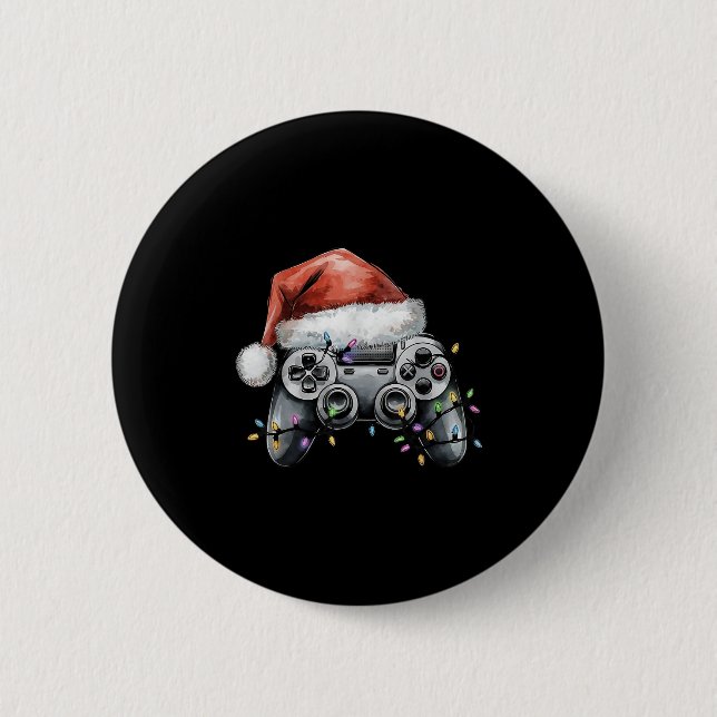 Weihnachts-Video-Gamer-Controller Xmas Gaming Men  Button (Vorderseite)