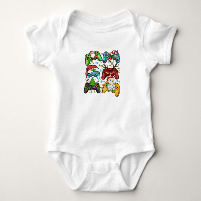 Weihnachts-Videospiel-Controller Kleinkind-Säuglin Baby Strampler (Vorderseite)