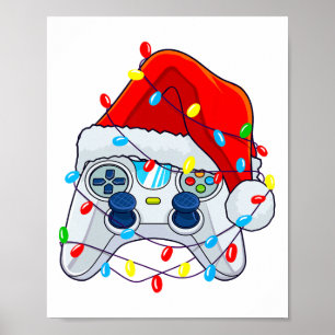 Weihnachts-Videospiel-Controller-Santa-Gamer-Jungs Poster