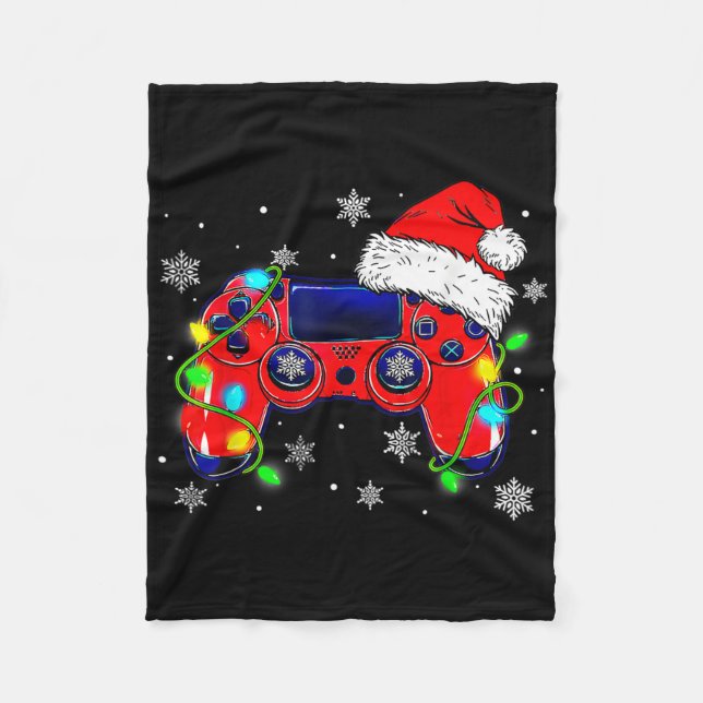 Weihnachts-Videospiel-Controller-Santa-Hut-Gamer-B Fleecedecke (Vorderseite)