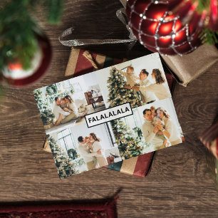 Weihnachts-Vierfamilien-Foto   Falalala Holiday Postkarte