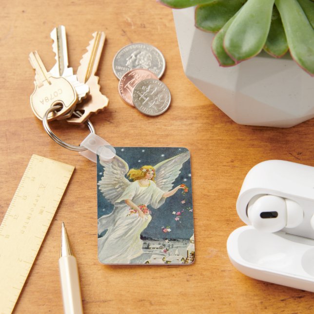 Weihnachts-Viktorianischer Engel mit Sternen Rose Schlüsselanhänger (Schreibtisch)