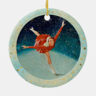 Weihnachts-Vintag-Ice-Skater Keramik Ornament
