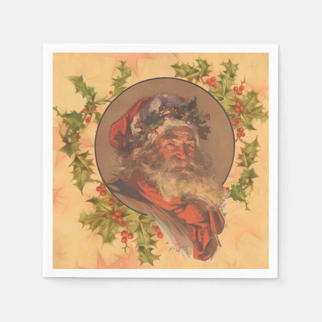 Weihnachts-Vintag-Portrait Serviette (Vorderseite)