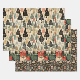 Weihnachts-Vintag-Wrackpapier Geschenkpapier Set