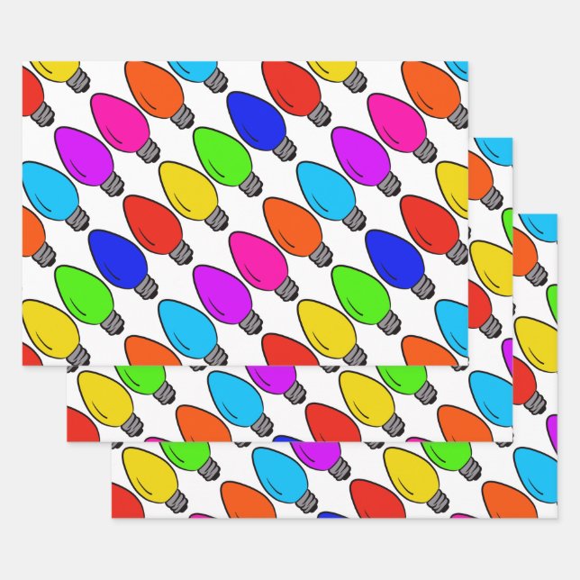 Weihnachts Vintage Glühbirnen Wrapping Paper Sheet Geschenkpapier Set (Set)