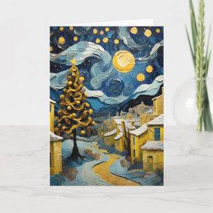 Weihnachts-Vintage-Kunst inspiriert von Van Gogh Feiertagskarte
