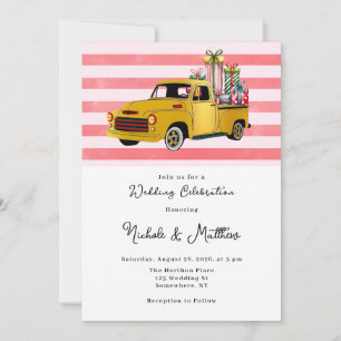 Weihnachts-Vintage LKW-Hochzeit Einladung