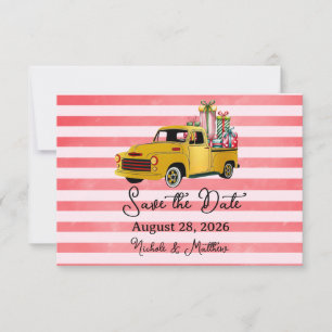 Weihnachts-Vintage LKW-Hochzeit Save The Date