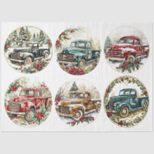 Weihnachts-Vintage LKW Seidenpapier