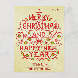Weihnachts-Vintage Typografie Feiertagspostkarte