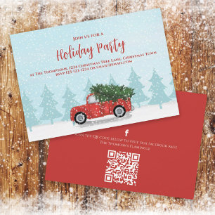 Weihnachts-Vintager Red Truck Rustikaler Winter QR Einladung