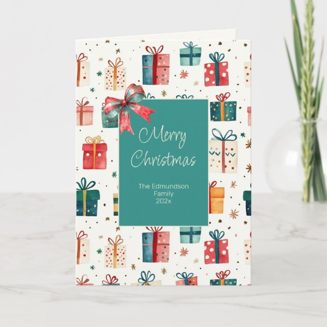 Weihnachts Vintages Geschenkpaket Faltschachtel We Feiertagskarte (Vorderseite)