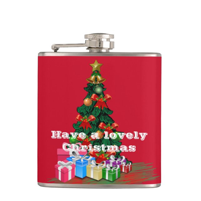 Weihnachts Vinyl Wrapped Flask Flachmann (Vorderseite)