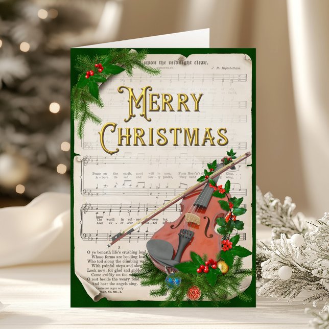 Weihnachts-Violine Vintage Notizzettel Elegante Feiertagskarte (Von Creator hochgeladen)