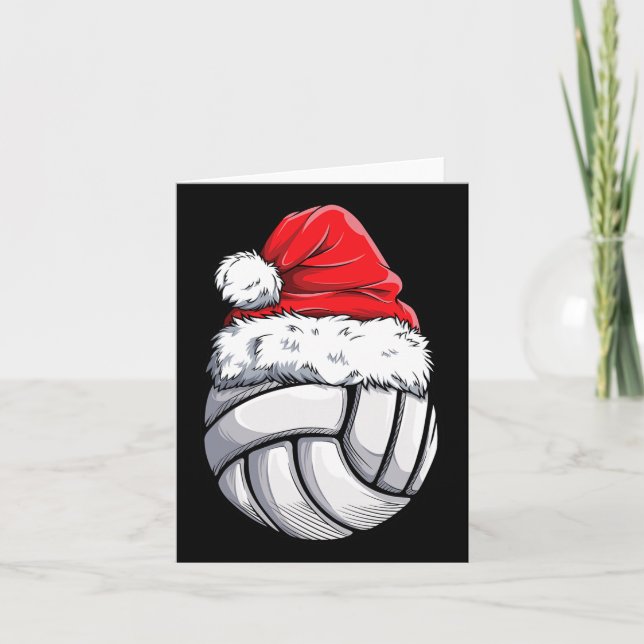 Weihnachts Volleyball Ball Weihnachtsmannmütze Fun Karte (Vorderseite)