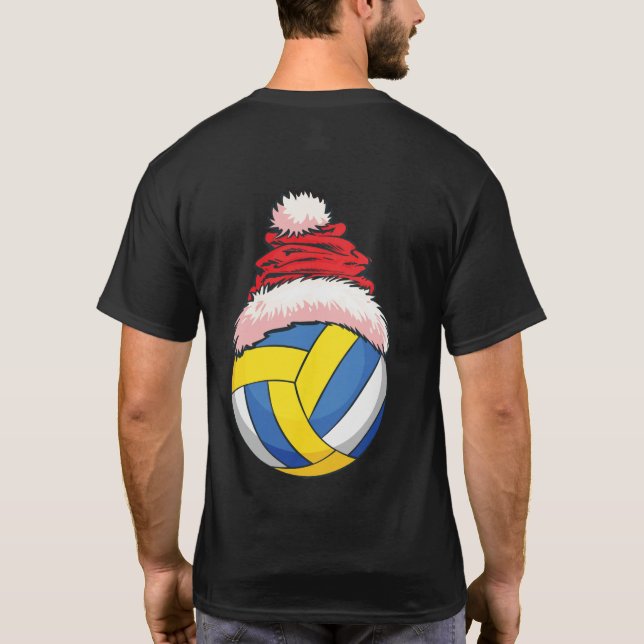 Weihnachts Volleyball Ball Weihnachtsmannmütze Fun T-Shirt (Rückseite)
