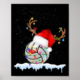 Weihnachts Volleyball Ball Weihnachtsmannmütze Wei Poster