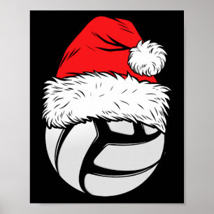 Weihnachts Volleyball Ball Weihnachtsmannmütze Wei Poster