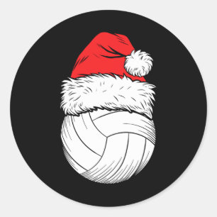 Weihnachts Volleyball Ball Weihnachtsmannmütze Wei Runder Aufkleber