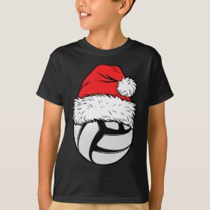 Weihnachts Volleyball Ball Weihnachtsmannmütze Wei T-Shirt
