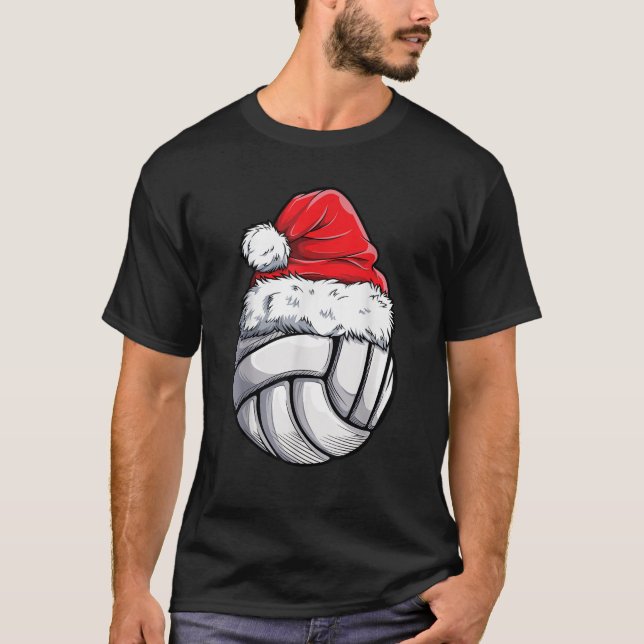 Weihnachts Volleyball Ball Weihnachtsmannmütze Xma T-Shirt (Vorderseite)