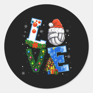 Weihnachts-Volleyball-Spieler lieben Weihnachten W Runder Aufkleber