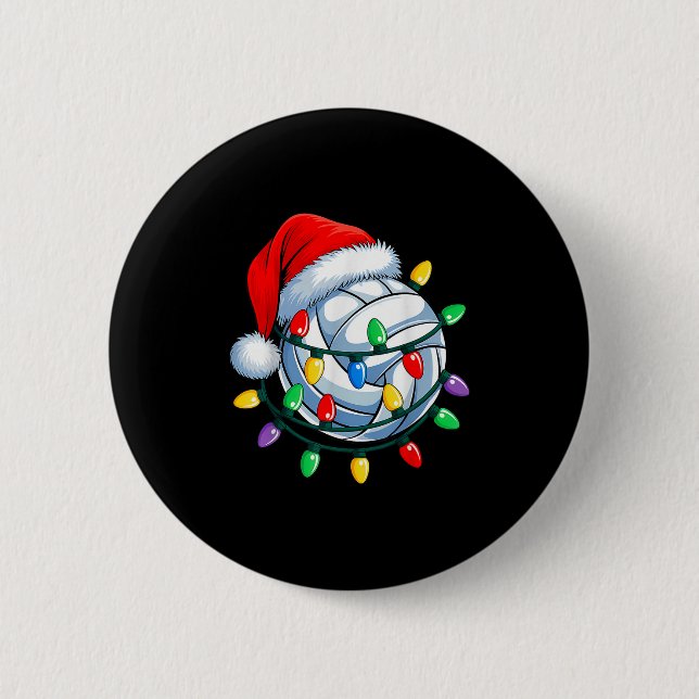 Weihnachts Volleyball Weihnachtsmann Hat Mens Wome Button (Vorderseite)