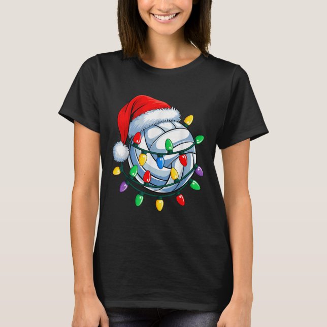 Weihnachts Volleyball Weihnachtsmann Hat Mens Wome T-Shirt (Vorderseite)