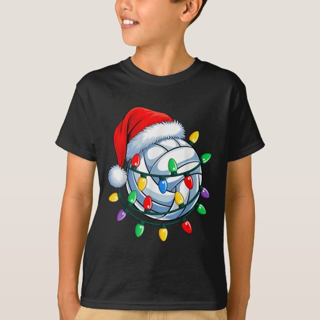 Weihnachts Volleyball Weihnachtsmann Hat Mens Wome T-Shirt (Vorderseite)