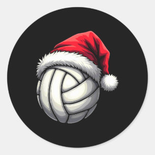 Weihnachts-Volleyball-Weihnachtsmannmütze Runder Aufkleber
